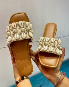 Ladies Designer Embroidered Flat Sandals