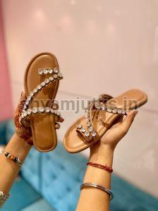 Ladies Kolhapuri Studded Flat Sandals