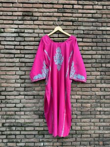 Kashida Embroidery Muslin Fuschia Kurta