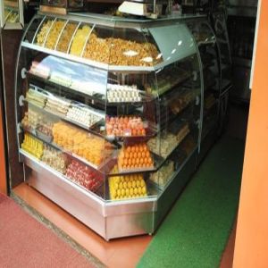 L Bend Dom Glass Counter For Food Display