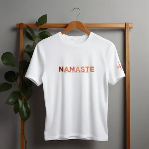 MeFree Printed Cotton Namaste Tshirts, Color : White