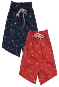 Plain / Printed Girls Cotton Shorts, Color : Multicolor