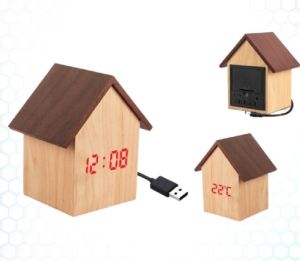 Hut Shape Wooden LED Clock