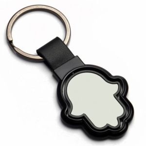 Polished Metal Designer Rotating Tulip Shape Keychain, Color : Black