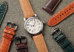 Leather Watch Strap, Color : Black, Brown