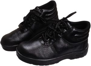 Black PU Sole Leather Safety Shoe