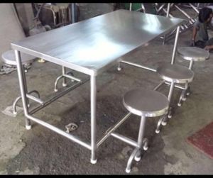 Stainless Steel Canteen Table & Chair Set