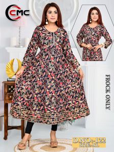 Rayon Foil Print Frock Suits