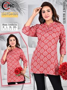 Rayon Foil Print Short Kurti, Technics : Machine Made