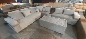 Grey Color L Shape Sofa Set