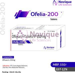 Ofloxacin 200mg Tablets, Packaging Size : 10*10