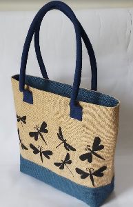 Printed Jute Ladies Handbags