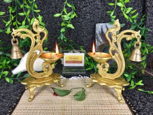 Peacock Design Brass Diya