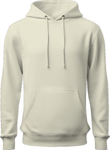 Men's Fleece Plain Creem Hoodie With 300 GSM, Size S/M/L/XL