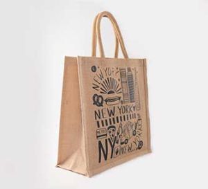 12 X 10 X 4 Inch Printed Jute Lunch Bag