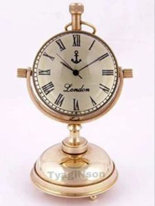 Home Brass Table Clock, Shape : Round