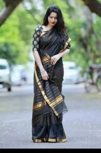 Plain / Printed Unstitched Mangalagiri Silk Saree, Speciality : Dry Cleaning, Anti-wrinkle