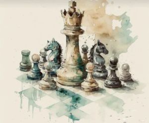 Chess Board Watercolor Painting