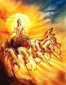 Lord Surya Seven Running Horse Painting