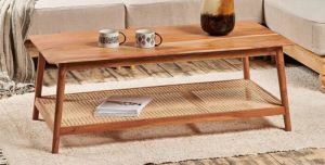 Rectangular Rattan Wood Coffee Table