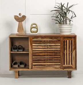 Sheesham Wood Shoe Rack, Color : Brown