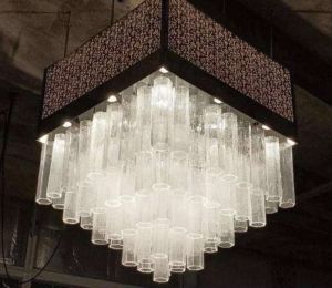 Metal Glass Square Decorative Chandelier For Banquet Halls, Hotel, Restaurant