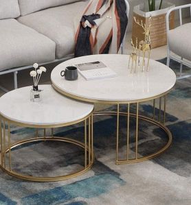 Plain Polished Metal Round Coffee Table For Office, Hotel, Home