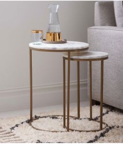 Polished Steel Round Coffee Nesting Table, Color : Gold