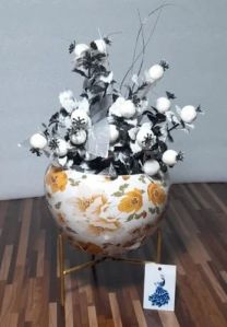 Color Coated Round Iron Flower Vase For Decoration