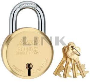 Link 65mm Round Brass Pad Lock For Almirah, Door, Drawer