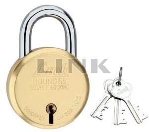 Link 65mm Brass Round Pad Lock For Almirah, Door, Drawer