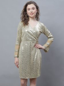 Ladies Light Golden One Piece Dress