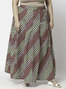 Ladies Pink and Green Printed Skirt