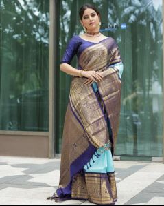 Stitched Printed Banarasi Silk Saree, Age Group : Adults