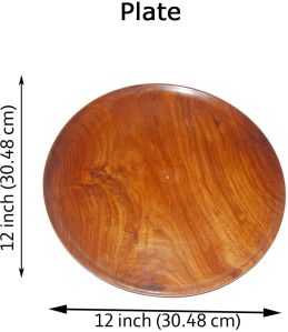 Plain Polished Wooden Round Plate For Serving Food