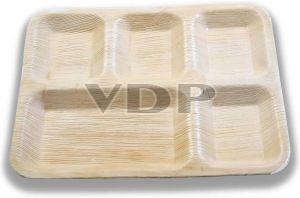 5 Compartment Areca Leaf Plate For Serving Food