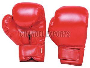 Leather Plain Boxing Gloves, Color : Red