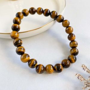 Polished Tiger Eye Gemstone Bracelets, Shape : Round