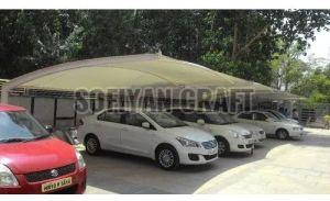 Plain Car Parking Tensile Structure, Cover Material : PVC Coated Fabric