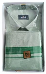 Mens Green Cotton Shirt Dhoti Set