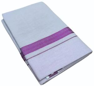 Mens Tissue Purple Border Cotton Dhoti