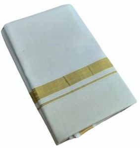 Mens Tissue Golden Border Cotton Dhoti