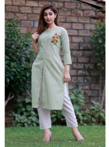 Cotton Embroidery Designer Kurti, Sleeve Type : Half Sleeve, Full Sleeve