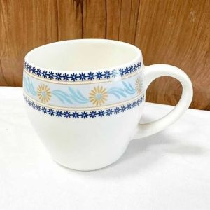 White Ceramic Printed Tea Cup