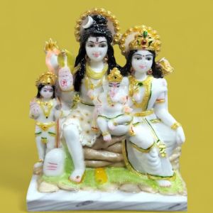 SHIV FAMILY MARBLE STATUE 7 INCHS