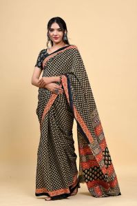 Stitched Ladies Cotton Printed Saree, Speciality : Anti-Wrinkle, Shrink-Resistant, Skin Friendly, Stylish