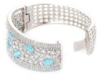 White Rhodium Plated Aquamarine Bracelet, Gender : Female