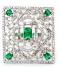 White Rhodium Plated Emerald Green Ring, Gender : Female