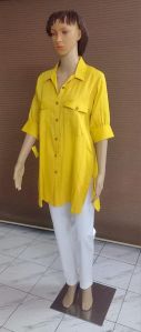 Yellow Cotton Shirt Dress