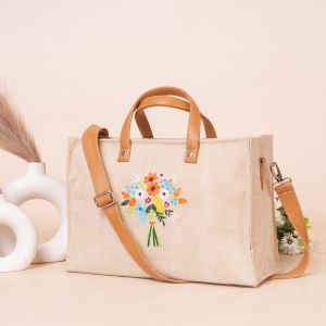 ED175 Jute Embroidery Tote Bag